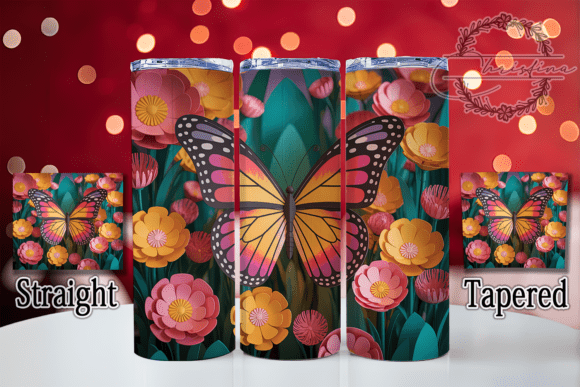 3D Beautiful Vibrant Butterfly Tumbler