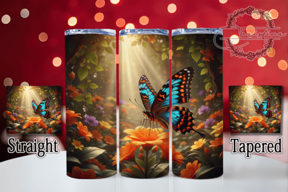 3D Butterfly Floral Tumbler Design