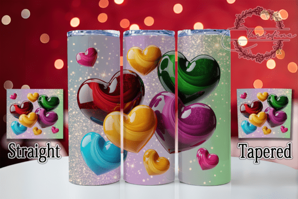 3D Colorful Heart Tumbler: A Vibrant Design Asset