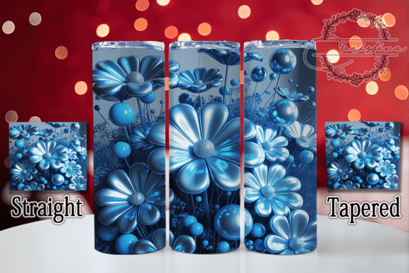 3D Elegant Blue Floral Tumbler: A Stunning Design for Your Projects