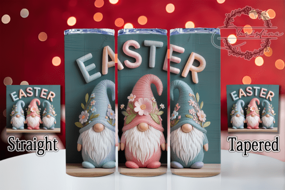 3D Embroidered Easter Gnome Tumbler Design