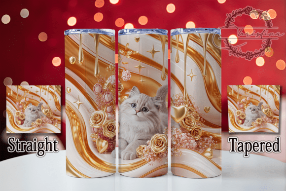 3D Floral Cat Tumbler Design for Creative Projects
