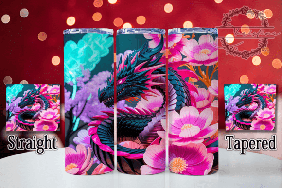 3D Floral Fantasy Dragon Tumbler