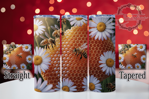 3D Floral Honeycomb Bee Tumbler: A Vibrant Design Asset