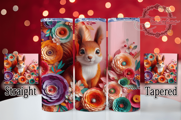3D Floral Woodland Squirrel Tumbler: A Design Asset for Creators