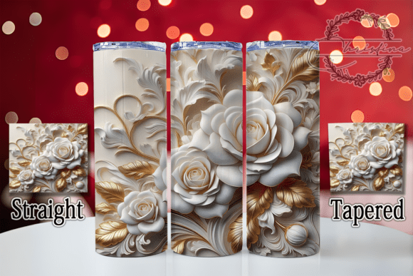 3D Gold White Rose Tumbler: A Digital Design for Your Projects