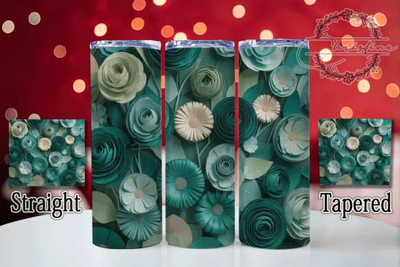 3D Green Floral 20oz Tumbler Design for Creative Projects