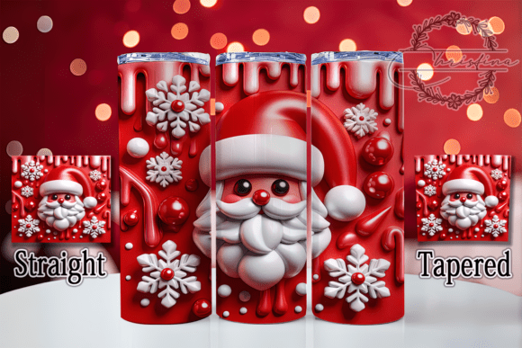 3D Inflated Santa Christmas Tumbler Design