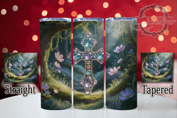 3D Jeweled Christian Cross: A Premium 20oz Tumbler Design