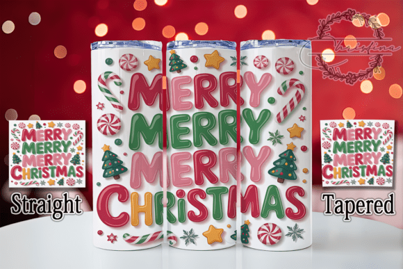 3D Merry Christmas Candy Cane Tumbler Design for Holiday Projects