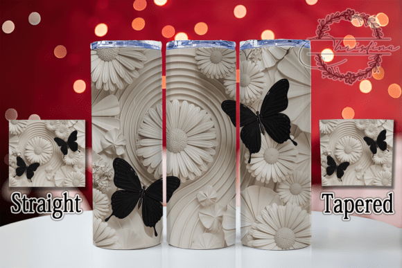 3D Monochrome Butterfly Tumbler Design for Creative Drinkware