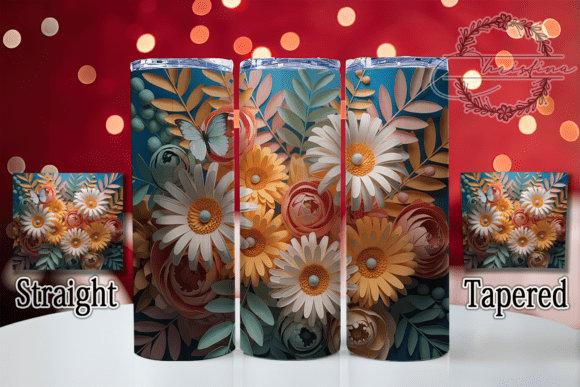 3D Orange Butterfly Floral Tumbler Design