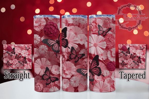 3D Pink Black Butterfly Tumbler Design for Creative Projects
