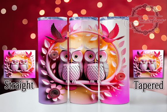 3D Pink Valentine Owl Tumbler: A Charming Design