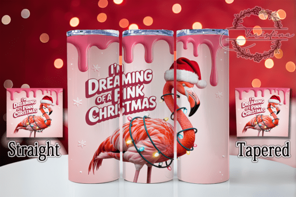 3D Puffy Christmas Flamingo Tumbler Design