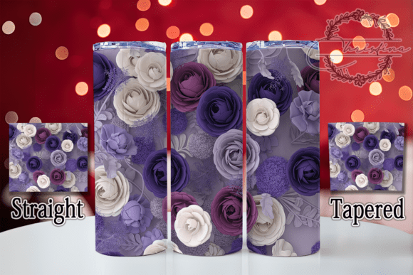 3D Purple Roses Floral Tumbler: A Digital Download for Creative Projects