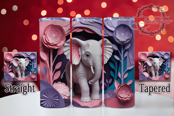 3D Quilled Elephant Tumbler: A Detailed Design Asset