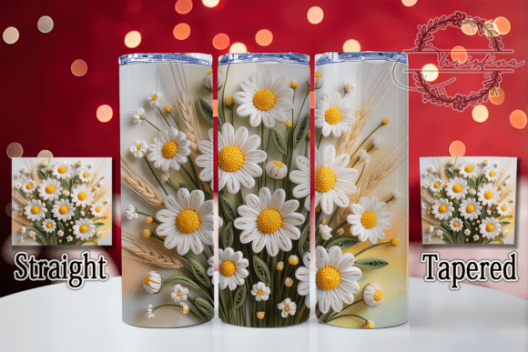 3D Quilling Daisy Floral Design for 20oz Tumblers