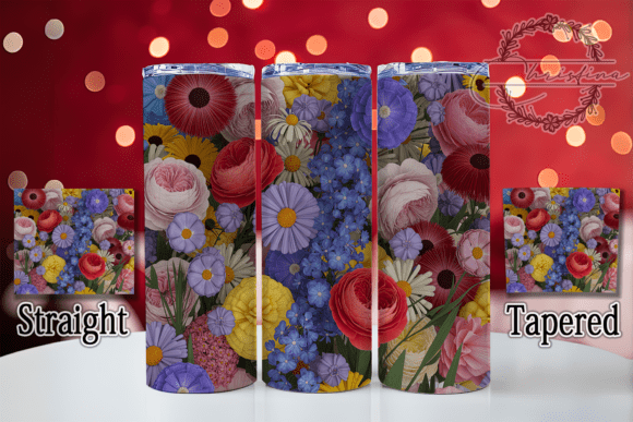3D Rainbow Floral Tumbler Design