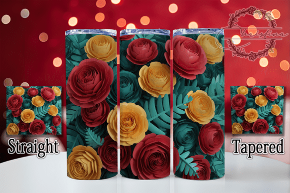 3D Red Yellow Rose Tumbler: Vibrant Digital Design for Creators