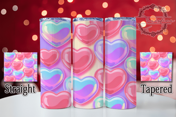 3D Romantic Valentine Hearts Tumbler: A Vibrant Design Asset