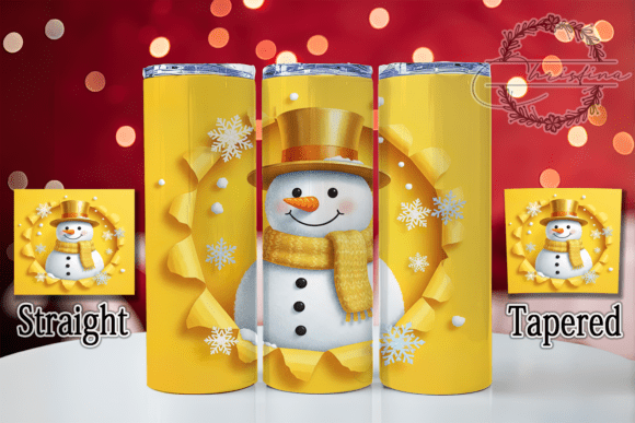 3D Snowflake Wall Snowman Tumbler Design for 20oz Skinny Tumblers
