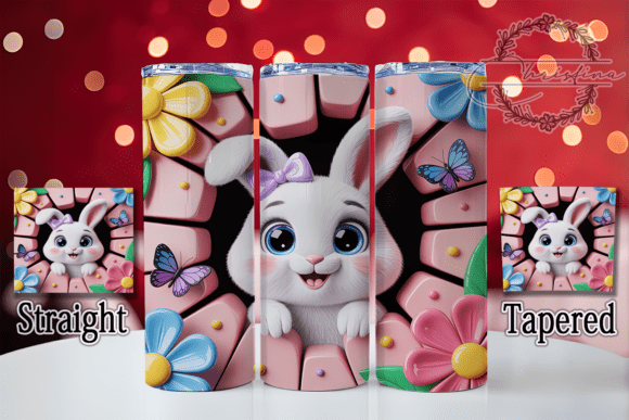 3D Spring Bunny 20oz Tumbler: Vibrant Digital Design for Drinkware
