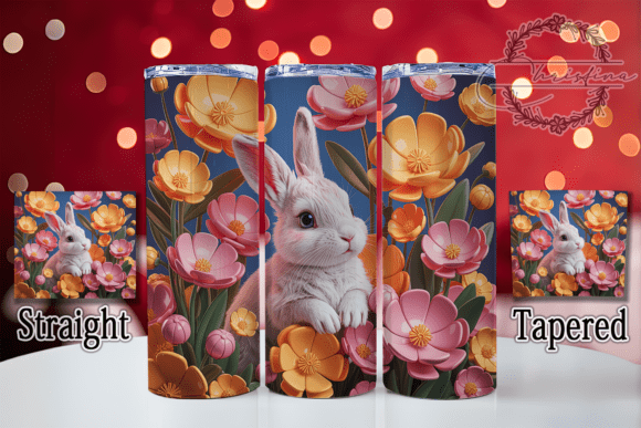 3D Spring Floral Bunny Tumbler Design