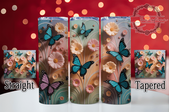 3D Vibrant Spring Butterfly Tumbler Design