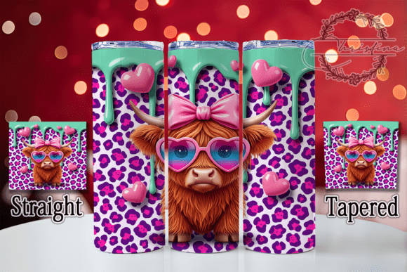 Charming Highland Cow Tumbler Design for Valentine's
