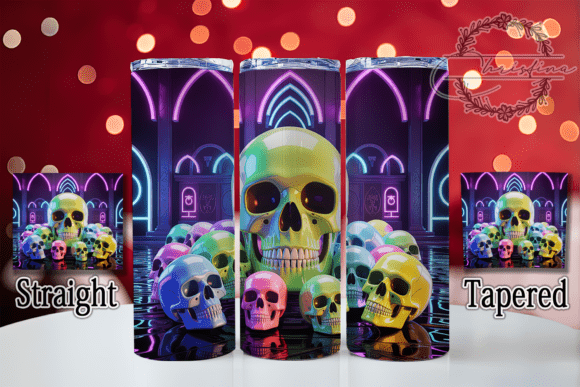 Neon 3D Gothic Skull Tumbler: A Bold Design Asset
