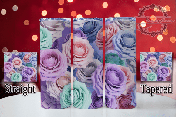 Vibrant 3D Rose Tumbler Design for Creative Projects
