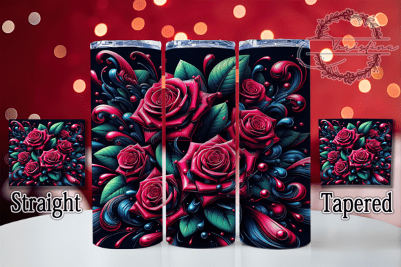 Vibrant 3D Roses Tumbler Design for Drinkware Creations